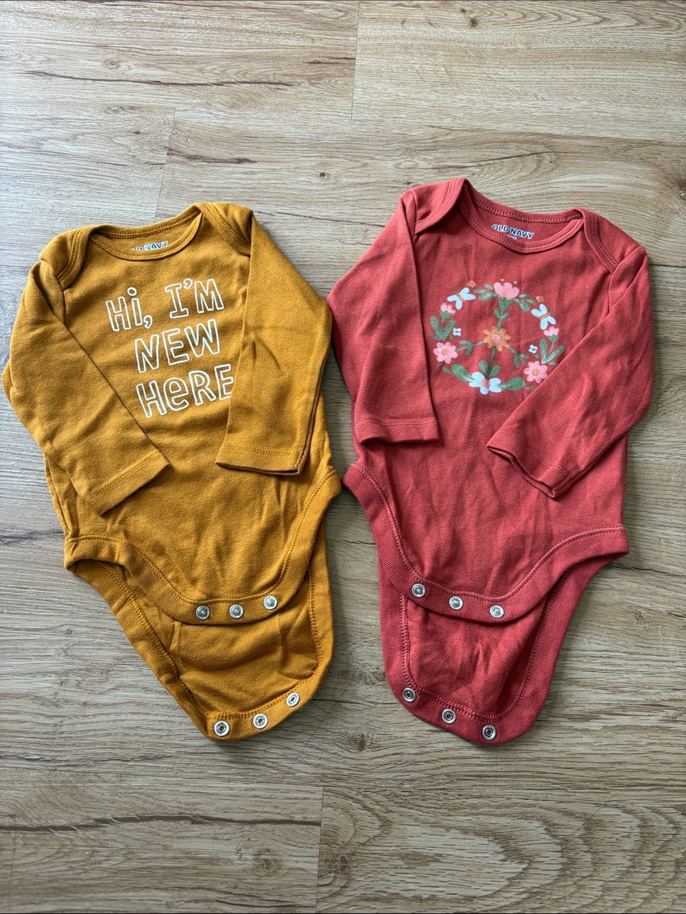 Old Navy Kids Long-Sleeve One-Piece Bodysuits - Mustard & Rust